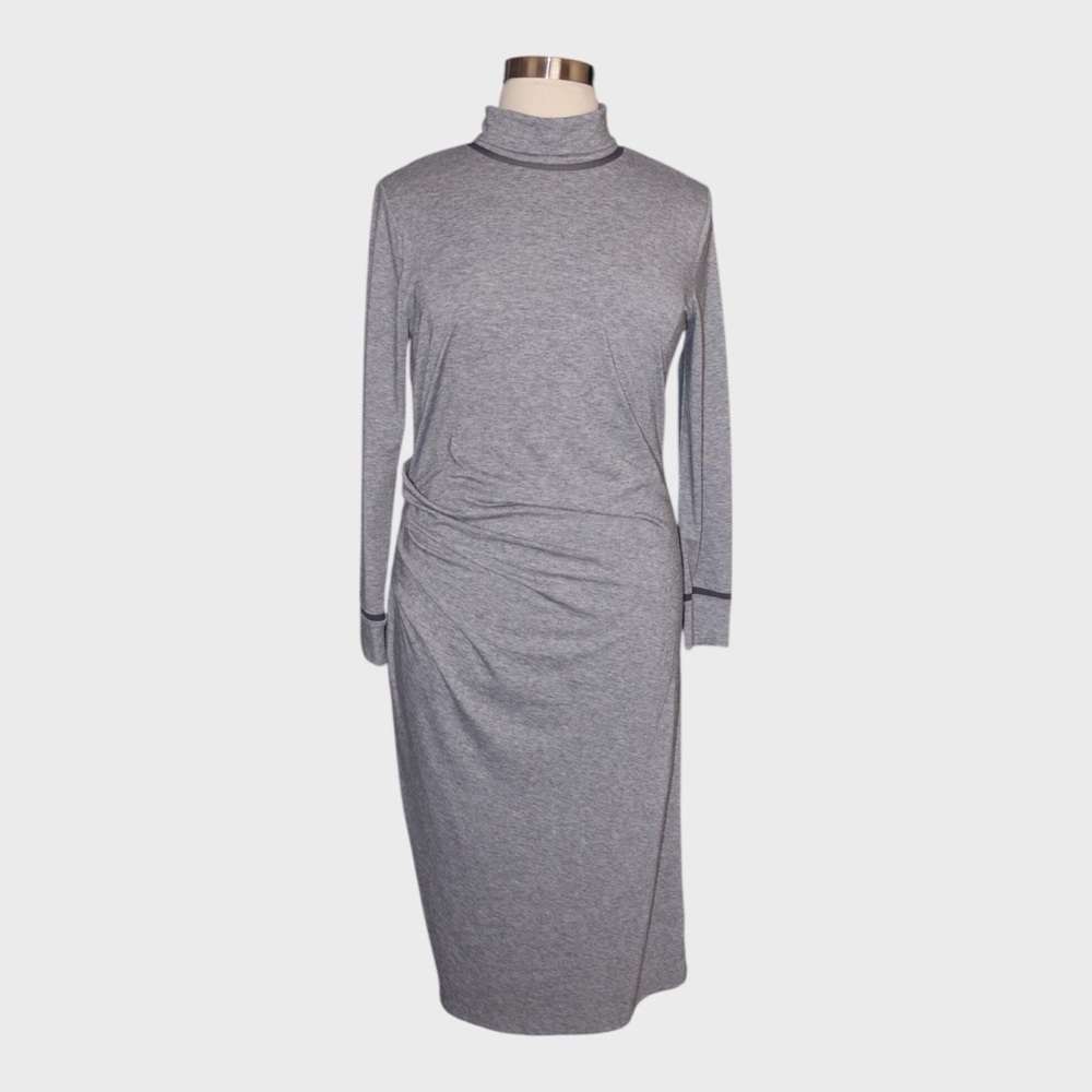 Athleta Industry Turtleneck Side Gathered Midi Dress